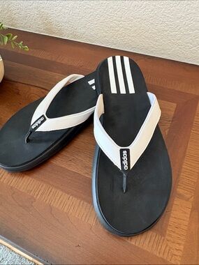 adidas Black and White Sport Flip Flops